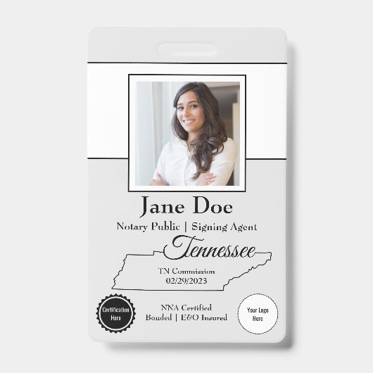 Badge État du Tennessee Insigne public notaire avec code (Avant)