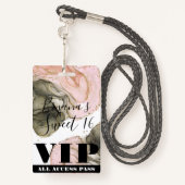 Badge Ethereal Moody Pink Black Gold VIP Party Pass (Derrière avec lanière)