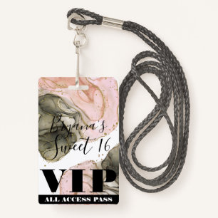 Badge Ethereal Moody Pink Black Gold VIP Party Pass