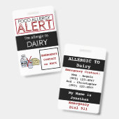 Badge Étiquette Alerte aux allergies pour les aliments l (Avant & arrière)