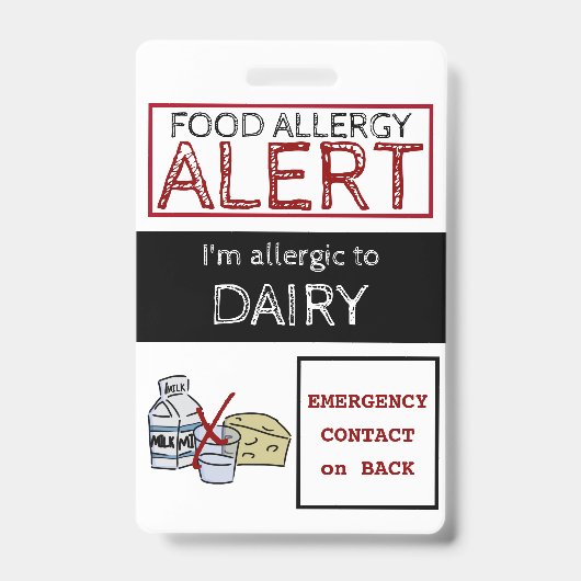 Badge Étiquette Alerte aux allergies pour les aliments l (Avant)