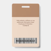 Badge Étiquette Brown Nom de l'employé Logo d'entreprise (Dos)