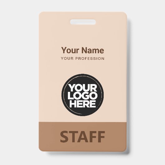 Badge Étiquette Brown Nom de l'employé Logo d'entreprise (Face)