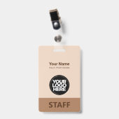 Badge Étiquette Brown Nom de l'employé Logo d'entreprise (Face avec clip)