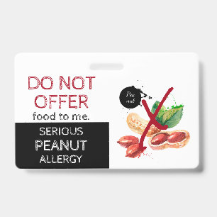 Badge Étiquette d'alerte d'allergie alimentaire aux arac