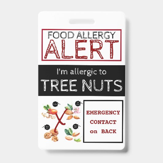 Badge Étiquette d'alerte d'allergie alimentaire aux frui (Avant)