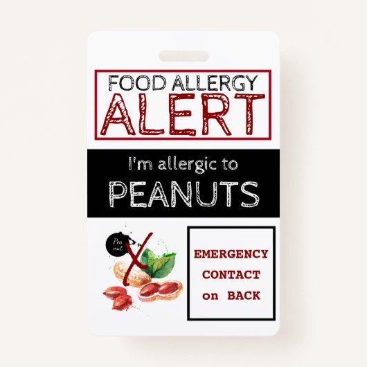 Badge Étiquette d'alerte d'allergie aux aliments de caca (Devant)