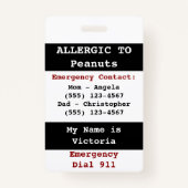 Badge Étiquette d'alerte d'allergie aux aliments de caca (Dos)