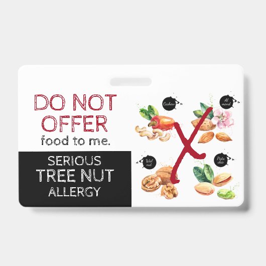 Badge Étiquette d'alerte d'allergie aux aliments de noix (Avant)