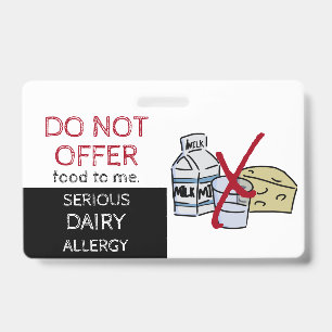 Badge Étiquette d'alerte d'allergie aux produits laitier