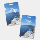 Badge étiquette de bagages Santorini Grèce (Avant & arrière)