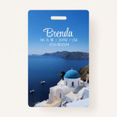 Badge étiquette de bagages Santorini Grèce (Dos)