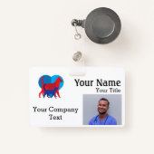 Badge Étiquette de nom avec logo vétérinaire - Texte ID (Front with Retractable)