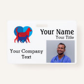 Badge Étiquette de nom avec logo vétérinaire - Texte ID (Devant)