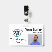 Badge Étiquette de nom avec logo vétérinaire - texte ID  (Avant avec clip)
