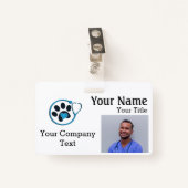 Badge Étiquette de nom avec logo vétérinaire - texte ID  (Devant avec clip)
