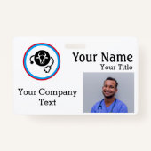 Badge Étiquette de nom avec vache vétérinaire, texte ID  (Devant)