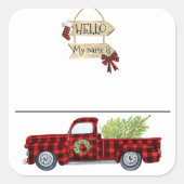 Badge étiquette de nom de fête de Noël Plaid Camio (Devant)