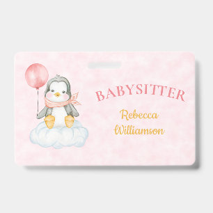 Badge Étiquette de nom d'entreprise de manchot mignon de
