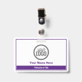 Badge Étiquette de nom professionnelle avec bloc de coul (Avant avec clip)