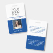 Badge Étiquette de nom professionnelle avec photo simple (Avant & arrière)