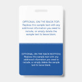 Badge Étiquette de nom professionnelle avec photo simple (Arrière)