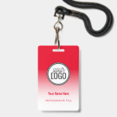 Badge Étiquette de nom professionnelle ombrée rouge mode (Avant avec lanière)