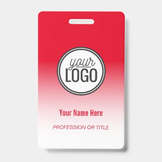 Badge Étiquette de nom professionnelle ombrée rouge mode (Avant)