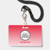 Badge Étiquette de nom professionnelle ombrée rouge mode (Avant avec lanière)