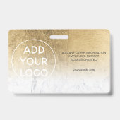 Badge Étiquette de photo d'employé en marbre avec feuill (Arrière)