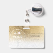 Badge Étiquette de photo d'employé en marbre avec feuill (Arrière avec rétractable)