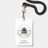 Badge Étiquette de pot de miel de rucher d'abeille à mie (Avant avec lanière)