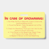 Badge Étiquette de surveillance de l'eau pour les piscin (Arrière)