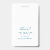 Badge Étiquette d'employé de CVC Logo AC Moderne Profess (Arrière)