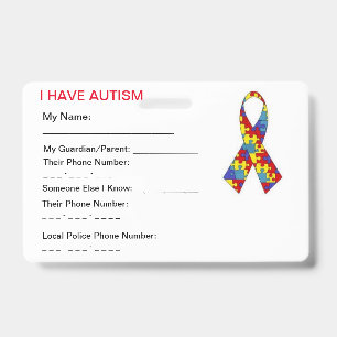 Badge Étiquette d'identification d'autisme