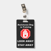 Badge Étiquette d'identification de chien d'assistance e (Arrière avec clip)