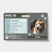 Badge Étiquette d'identification de chien moderne gris v (Avant)