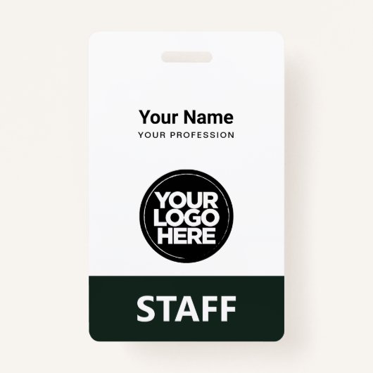 Badge Étiquette foncée verte Nom de l'employé Logo comme (Devant)
