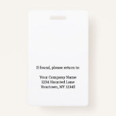 Badge Étiquette Nom de l'ID photo de l'employé de l'enqu (Dos)