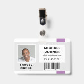 Badge étiquette nominative avec code-barres pour employé (Avant avec clip)