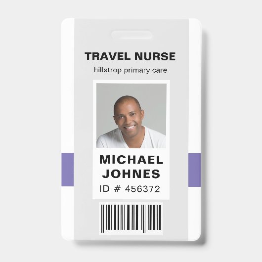 Badge étiquette nominative avec code-barres pour employé (Avant)