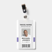 Badge étiquette nominative avec code-barres pour employé (Avant avec clip)
