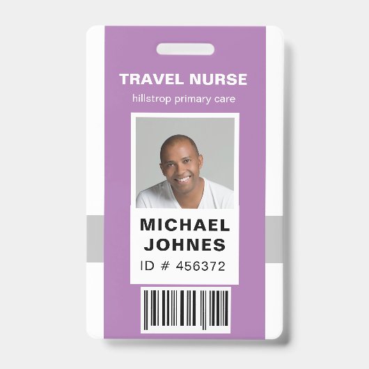 Badge étiquette nominative avec code-barres pour employé (Avant)
