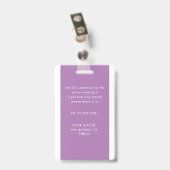 Badge étiquette nominative avec code-barres pour employé (Arrière avec clip)