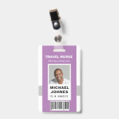Badge étiquette nominative avec code-barres pour employé (Avant avec clip)