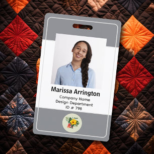 Badge Étiquette nominative grise neutre verticale avec p