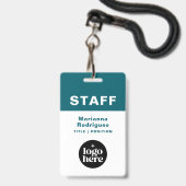 Badge Étiquette personnalisée de code-barres de logo d'e (Avant avec lanière)