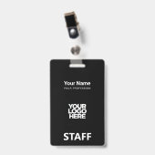 Badge Étiquette Total noir Nom de l'employé Logo commerc (Avant avec clip)