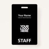 Badge Étiquette Total noir Nom de l'employé Logo commerc (Devant)