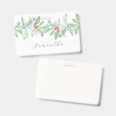 Badge Étiquettes de nom à l'aquarelle avec feuillage et  (Avant & arrière)